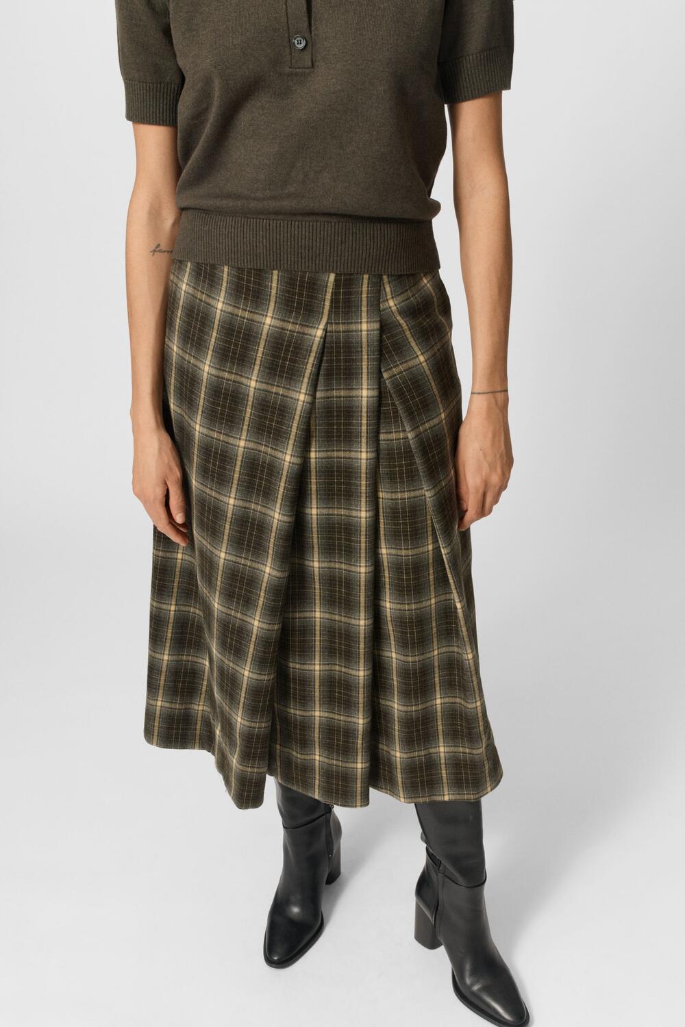 Elaine midi nederdel - 697 Green Multi Check